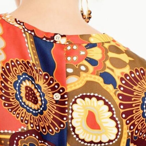 J Crew Silk Ruffle-Bib Top in Fall Floral Size4 - Picture 2 of 3